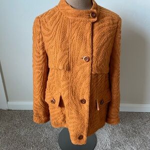 Carlisle Textured Orange Jacket | Size 10 | Fall Boutique Statement Coat